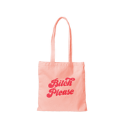 Medium peach canvas tote with coral bitch please text