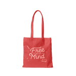 Medium coral canvas tote with light peach free yo mind text