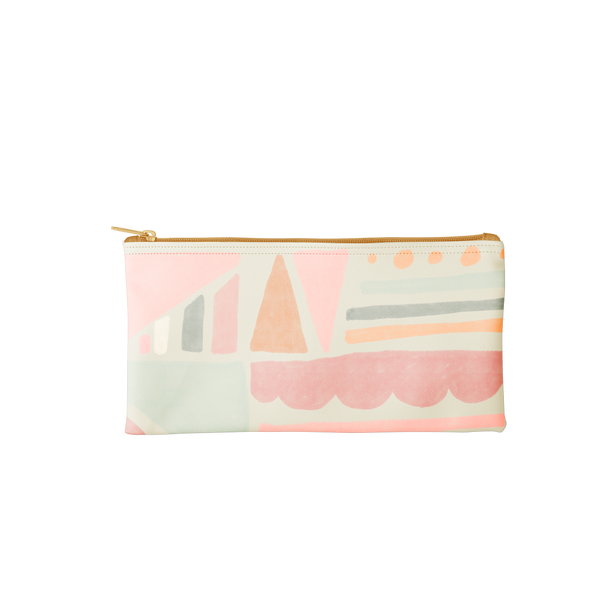 Mutey Fruity All the Things is a cute pencil pouch with a geometric pattern.