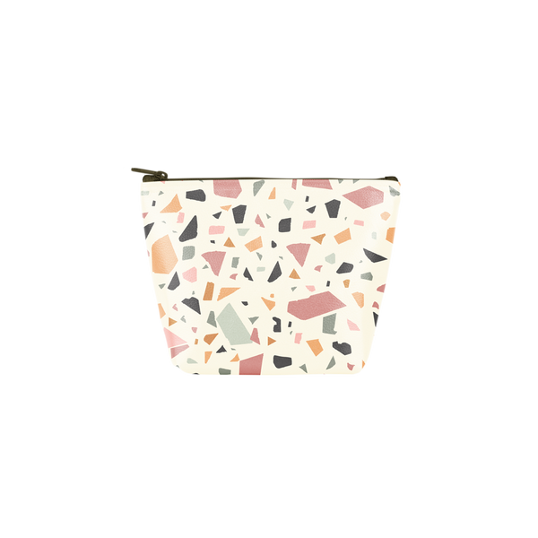 Terrazzo Tweedle Dee is a cute cosmetics bag in white with a terrazzo pattern.