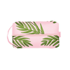 Doppelganger Buds is a large toiletries bag in blush pink with green leaf pattern.