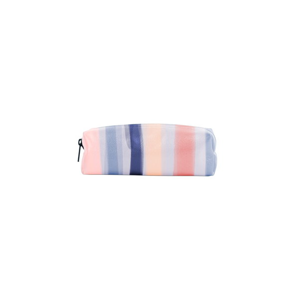 Cute Pencil Pouch in pink, blue and peach stripes pattern.