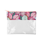 floral nights flat lay pouch sitting on a white desk