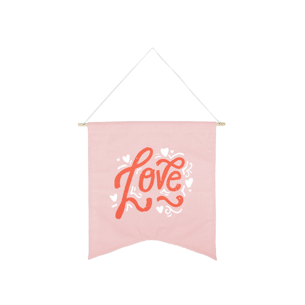 Love Wallflower is a cute canvas wall hanging in blush pink.