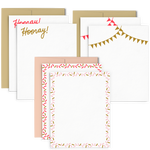 Hooray Set is a cute stationery set with celebratory patterns in 3 designs.