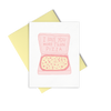More Than Pizza is a love greeting card with an illustrated pizza box and a yellow envelope.