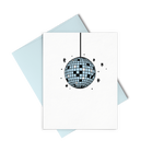 Disco Ball greeting card with a blue envelope.