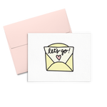 Let's Go Envelope is a cute greeting card of a yellow letter and includes a pink envelope.