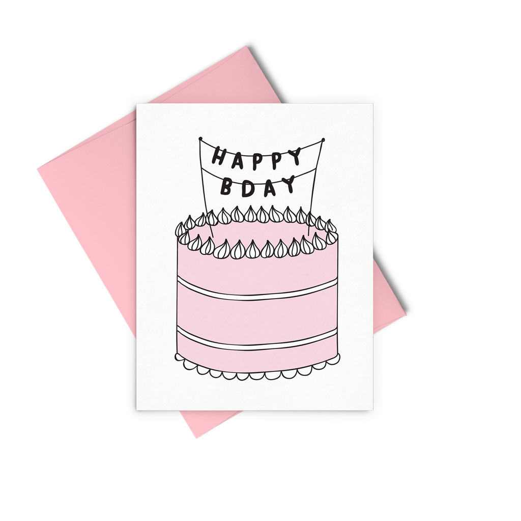 Happy Birthday Cake- Cute Letterpress Greeting Card — Naebr Design