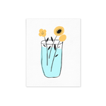 Yellow Flower in a vase with blue water art print.