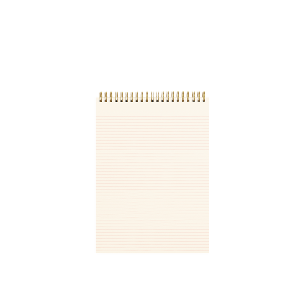 Inside of a large wire-bound taskpad showing a page with peach lines.