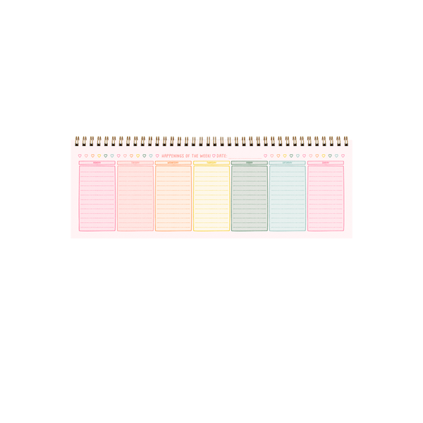 colorful wire bound weekly task pad by day