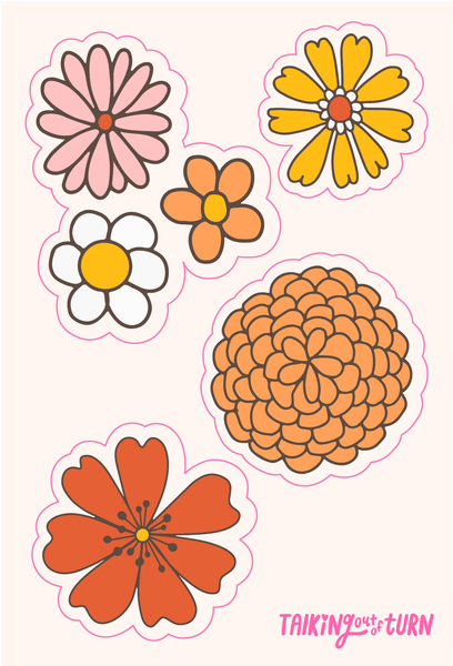 A sticker set of flowers. 