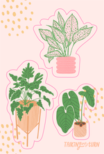 A sticker set with three different plants.
