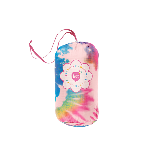 bag to hold puffy blanket with tie dye pattern
