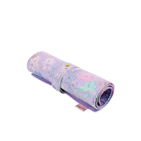 Pastel Floral large TOOTsie Roll. Has a snap closer and is made of vegan leather.