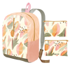 a ripstop backpack with an abstract leaf pattern