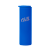 Blue Steel Tumbler with 'Chill' hand lettered in pink.