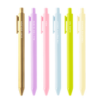 6 colorful jotter pens with different sayings