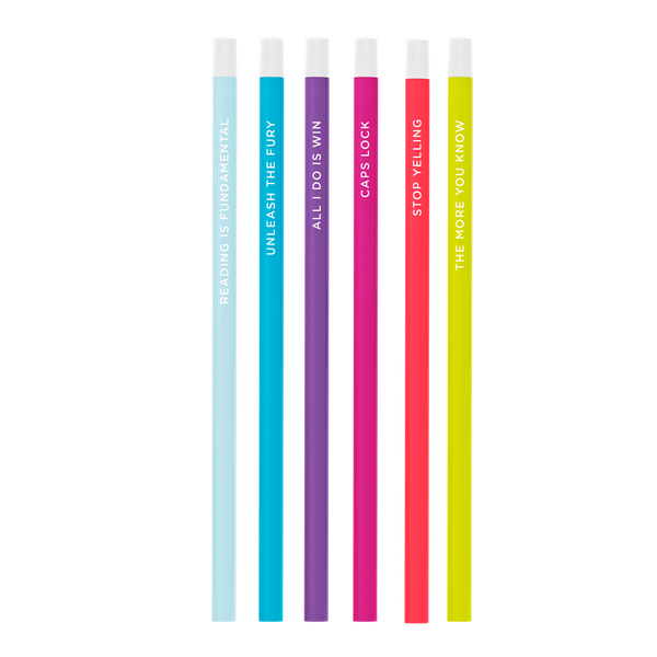 Toot Fun Phrase All Caps HB Pencil Set of 6, Bright Multi