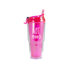 Hot Pink Clear Plastic Tumbler with matching straw and 'Hot Mess' design.