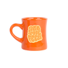 orange old fashioned diner-style mug with saying 