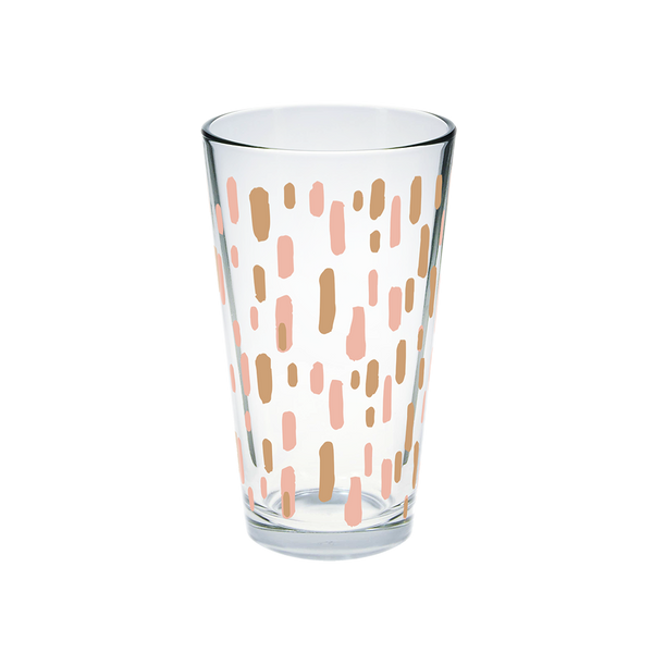 Clear glass pint glass with sundrops pattern.
