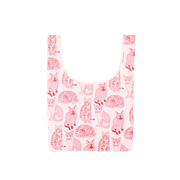 Twist and Shout Cat Lady is a medium, cute reusable tote bag in pink with illustrated cats pattern.