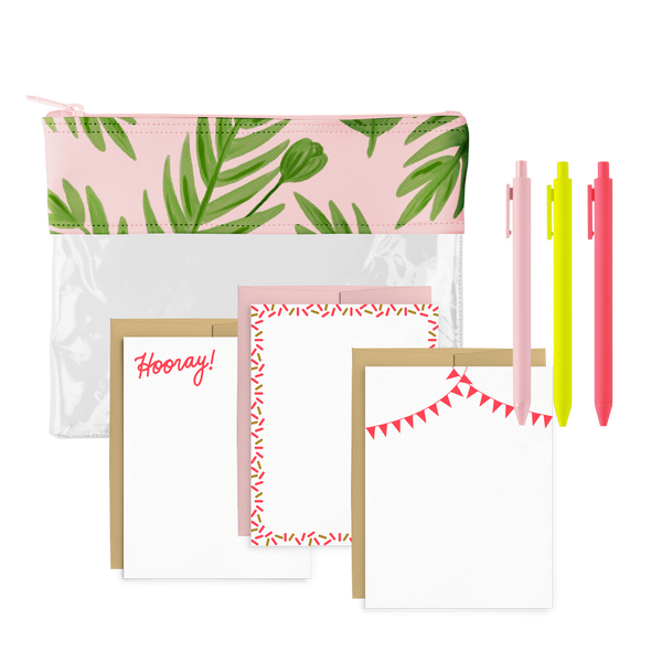 Poppies Please Stationery Kit includes a cute pencil pouch, jotter pens, and a cute stationery set.