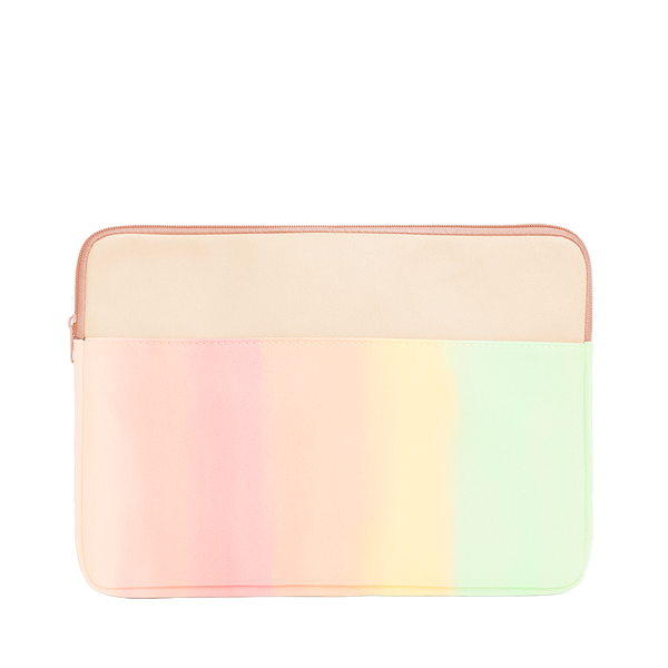 Daybreak Laptop Sleeve is a cute laptop case in pastel rainbow gradient with peach trim in 13 inch size.