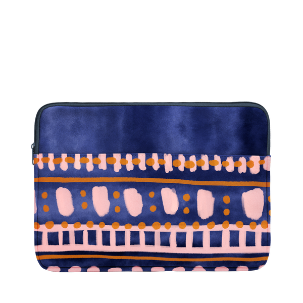Boho Dress Laptop Sleeve is a cute laptop case in patterned navy and 13 inch size.