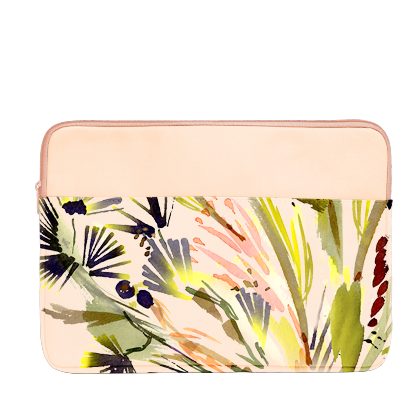 Lush Laptop Sleeve is a cute laptop case in abstract tropical floral and peach print and 15 inch size.