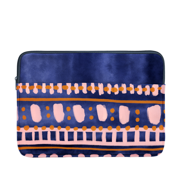 Boho Dress Laptop Sleeve is a cute laptop case in patterned navy and 15 inch size.