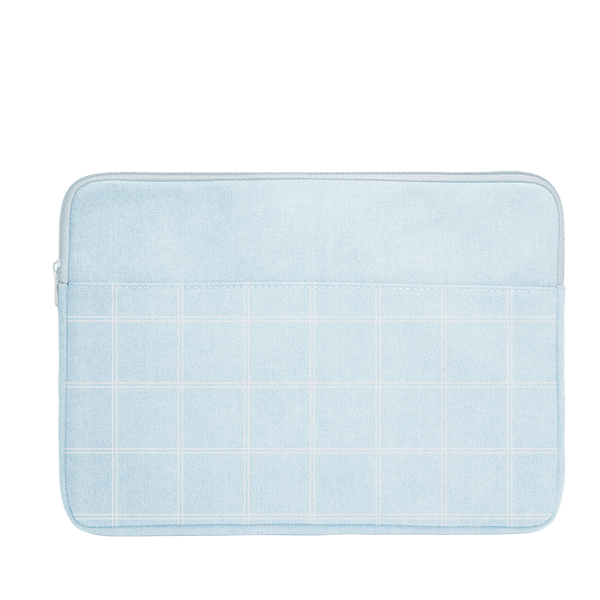 Denim Grid Laptop Sleeve is a cute laptop sleeve in light denim with grid pattern in 15 inch size.