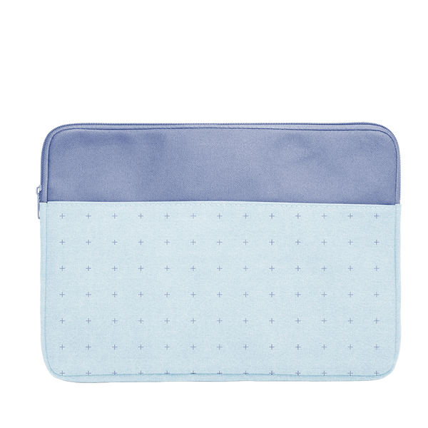 Plus 1 Canvas Laptop Sleeve is a cute laptop sleeve in light denim with blue plus pattern in 15 inch size.