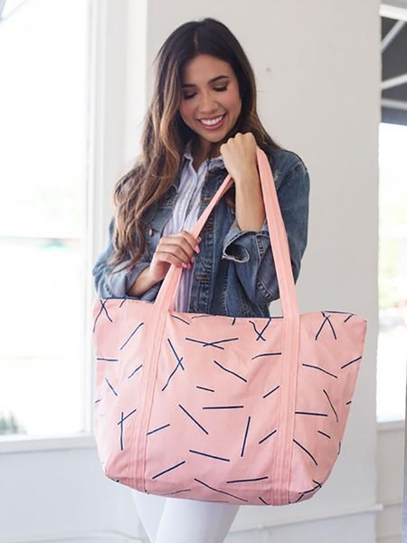 Pink top canvas bag