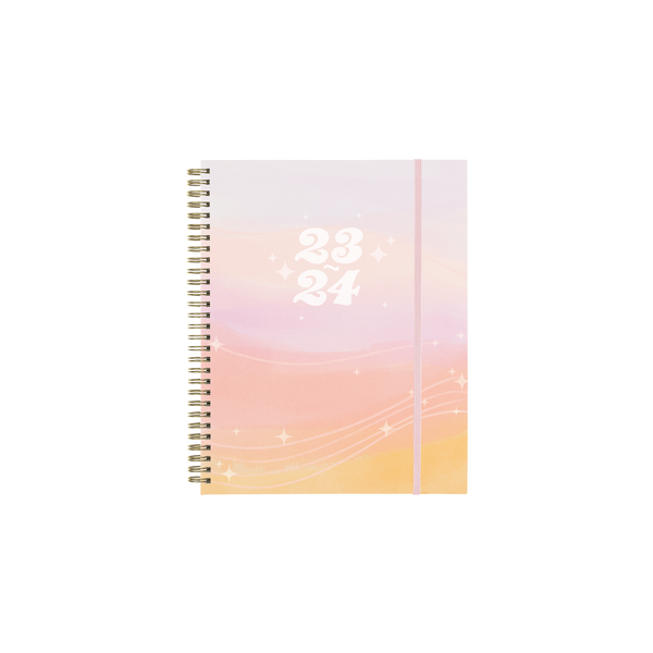 Celestial 23-24 dated academic planner with a coral pink strap