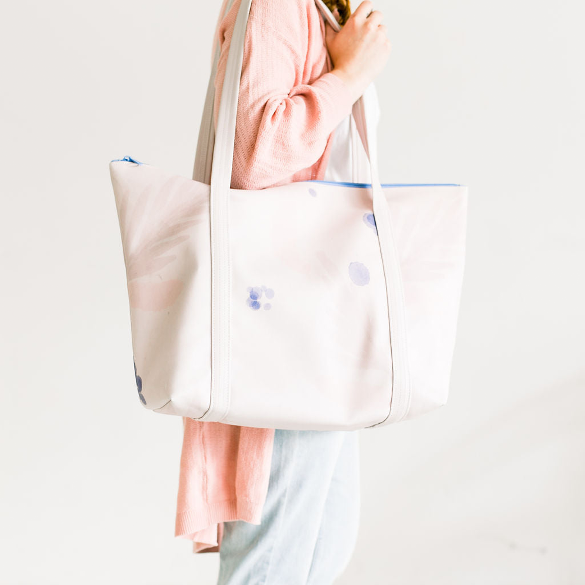 White Tumbled Leather Duffle Bag (New Weekender Design)