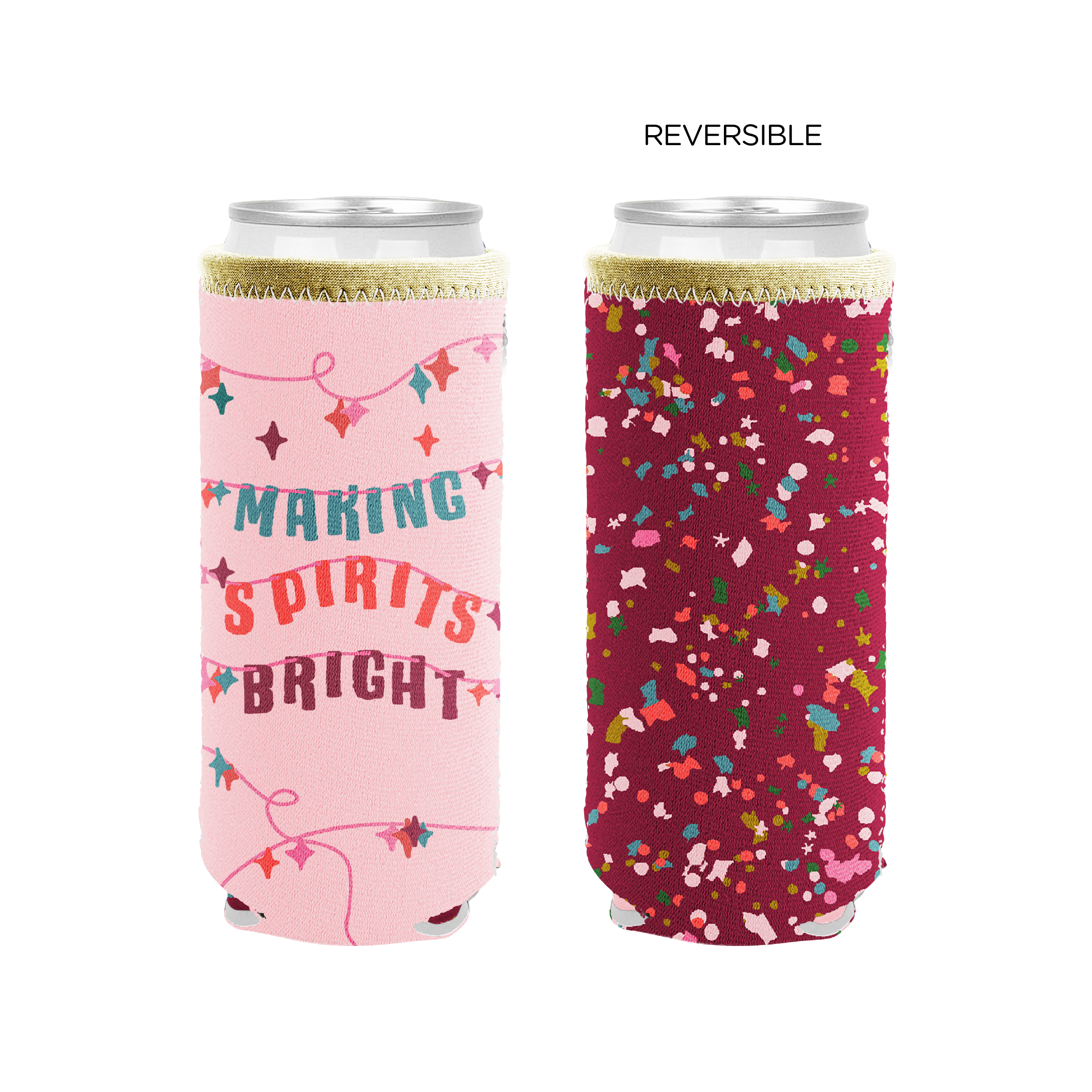 Neoprene Reversible Can Cooler Pink