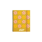 Mustard yellow with a hint of green cover with multi pink and yellow daisys with medium "2024" on the bottom center.