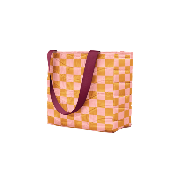 rose checkered tote shoulder bag