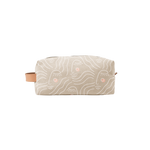 zen ladies doppleganger pouch in tan with a white outline silhouette drawing of a woman's face with blush colored cheeks