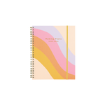 Rainbow wave "making plans 2023-2024" with a mustard yellow strap