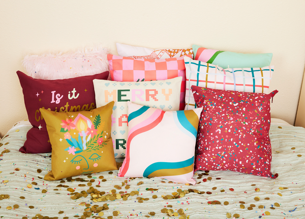 Holiday Pillows. Festive text pillows. 