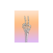 ombre coral pink to purple 12x16 poster with skeleton peace sign in the middle. 