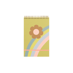 Green taskpad with pastel rainbow wave and a flower with a pink strap