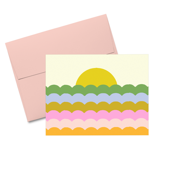 Delightful greeting cards set of 10 - individual sunset scallop greeting cards. 