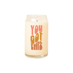 A 16 oz. candle with "You got this" printed on in bubbled lettering.