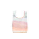 Multicolored, pastel, medium-sized tote bag with diagonal abstract lines.