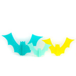 Teals & yellow acrylic bat standing decorations. 